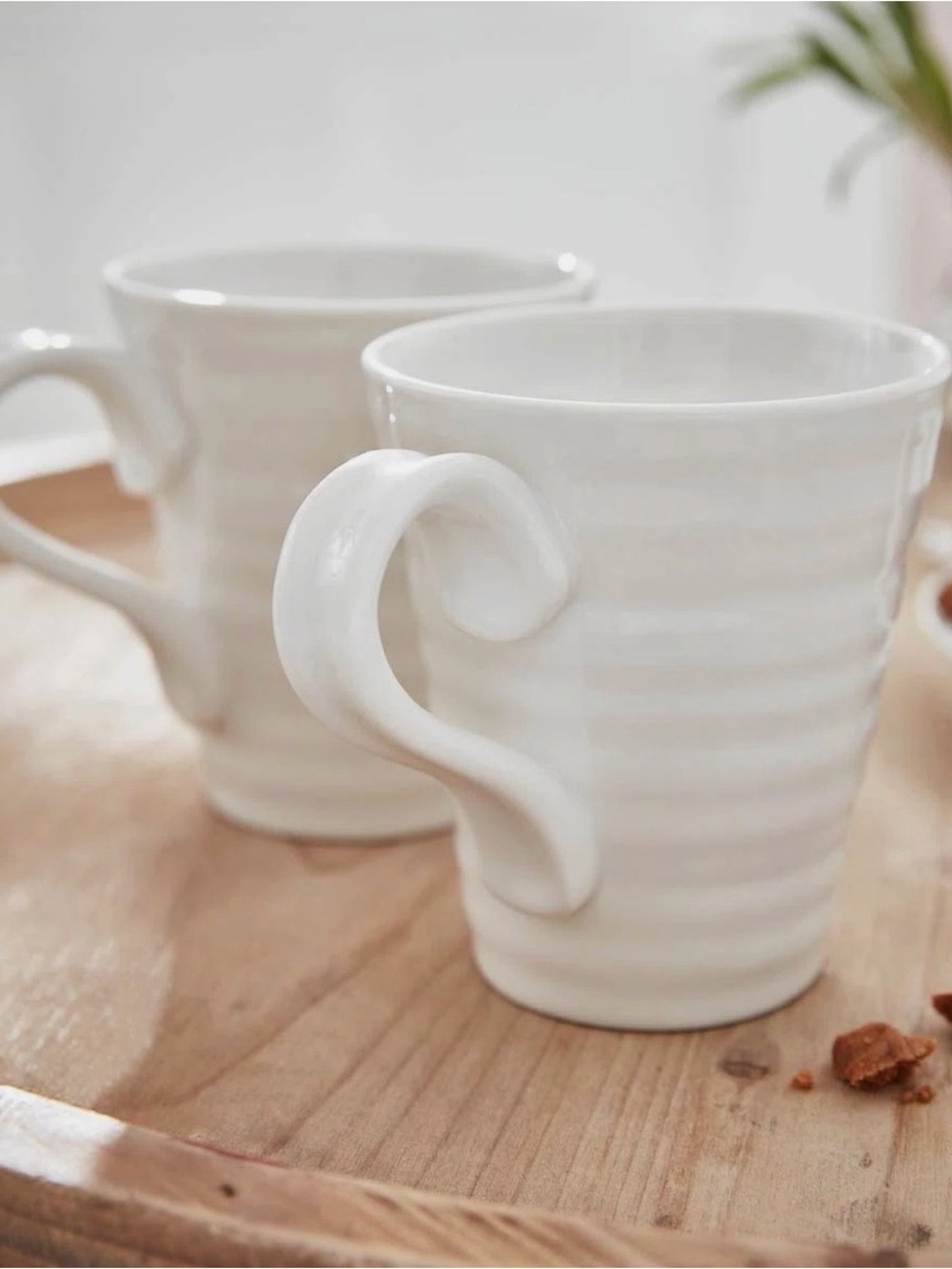 Sophie Conran Portmeirion Classic White Ribbed Ceramic Mug - Set of 4